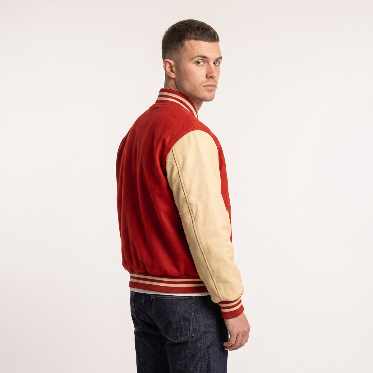Men's Red Leather Varsity Jacket
