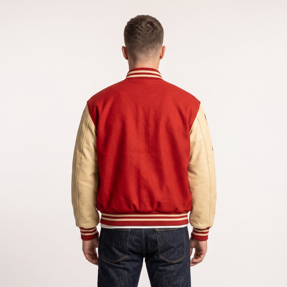 Men's Red Leather Varsity Jacket
