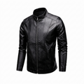 Men's Funnel Neck Leather Jacket