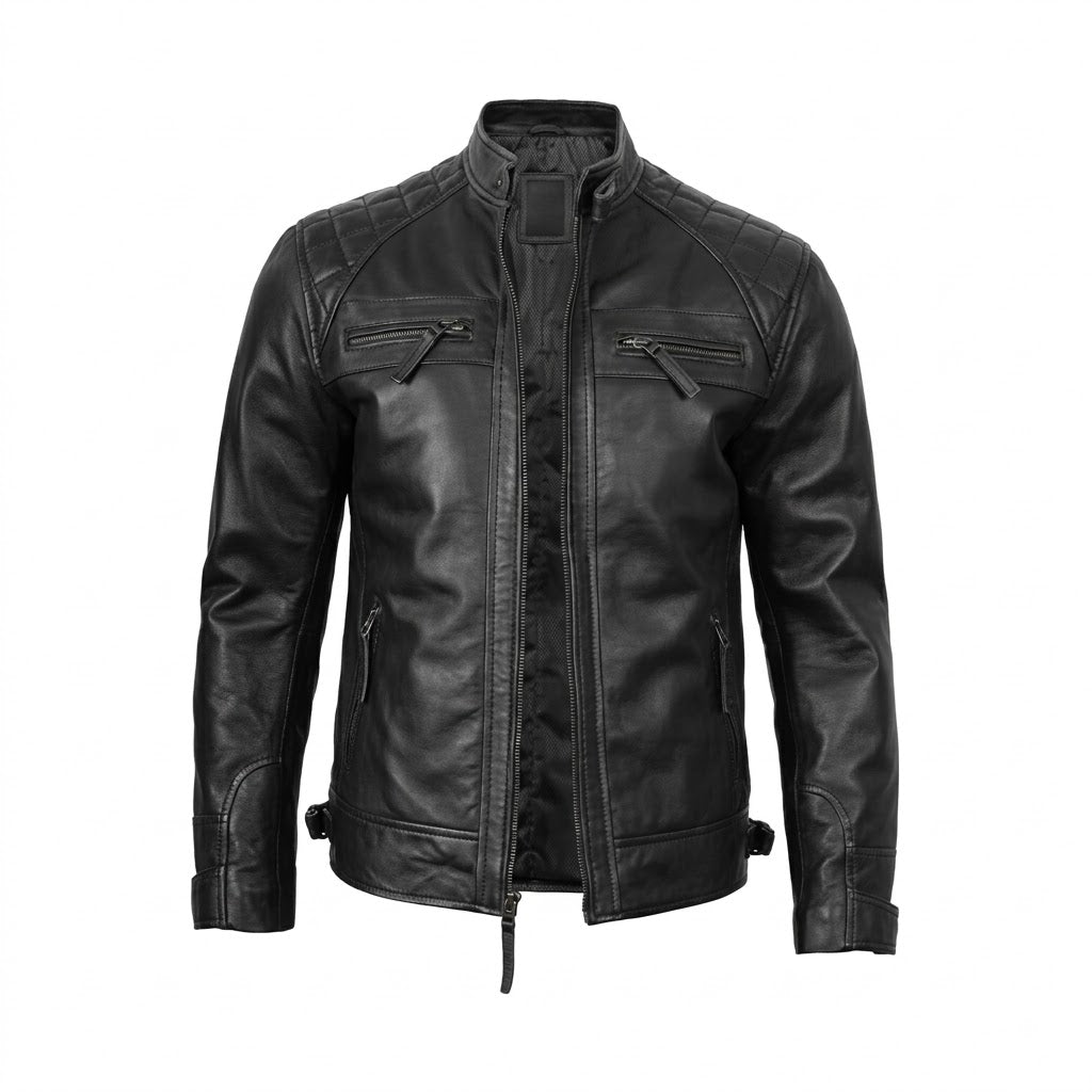 Men's Leather Café Racer Jacket