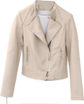 Women's Ivory Cropped Leather Jacket