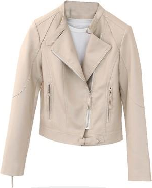 Women's Ivory Cropped Leather Jacket